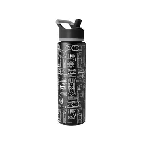 Simple Modern Summit Water Bottle with Straw Lid | DC Comics 30oz Leak Proof Stainless Steel Insulated Cup | Gifts for Her Him | Batwheels Schematics