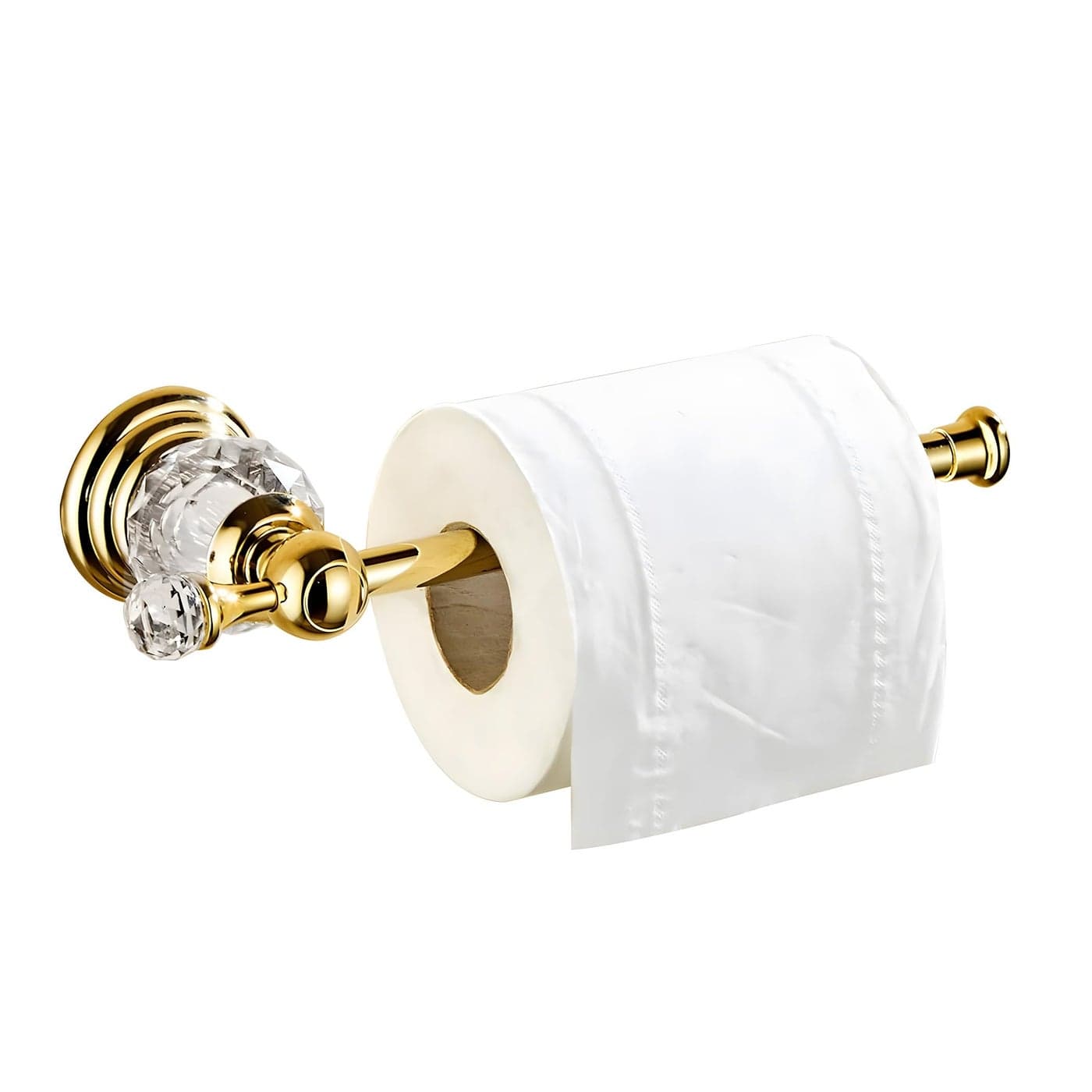 BATHSIR Crystal Toilet Paper Holder Gold Toilet Roll Holder Modern Bathroom Accessories Zinc Alloy Tissue Hanger Wall Mounted
