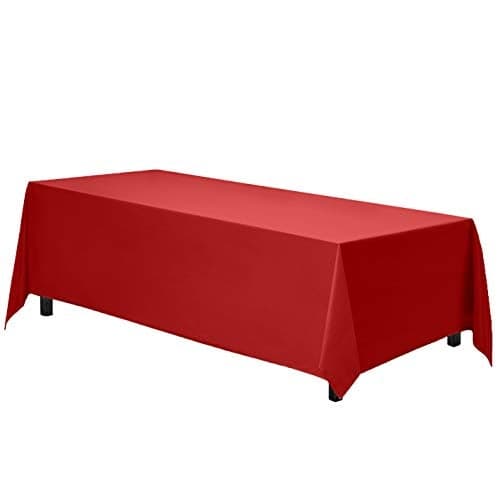 Gee Di Moda Rectangle Tablecloth - 90 x 156 Inch Red Table Cloth for 8 Foot Table with Floor-Length Drop - Heavy Duty Washable Fabric - 8 Ft Buffet Table, Holiday Party, Wedding & Baby Shower