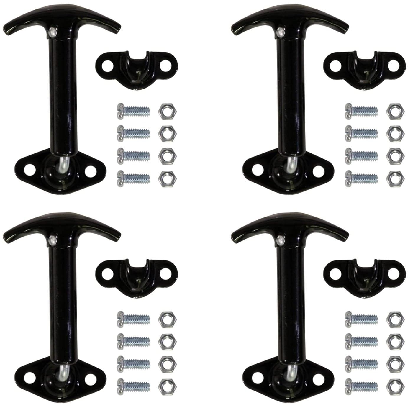 Buyers Products Wj96WCB4 SpringLoaded 90 Deg Hood Catch with Keeper and Hardware Black Enamel Finish 4 Pack
