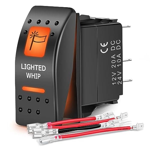 Nilight UTV Lighted Whip Rocker Switch On Off 5PIN SPST LED Light Bar Switches w/Orange Backlit 12V 24V Toggle Compatible for Polaris RZR Can-Am ATVs UTVs Cars Trucks RVs