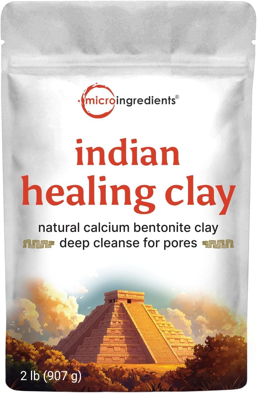 Indian Healing Clay 2lbs Powder Pure Calcium Bentonite Clay Natural MineralRich Deep Cleanse for Pores Great for Skin Care Body Face Mask Gentle Absorption