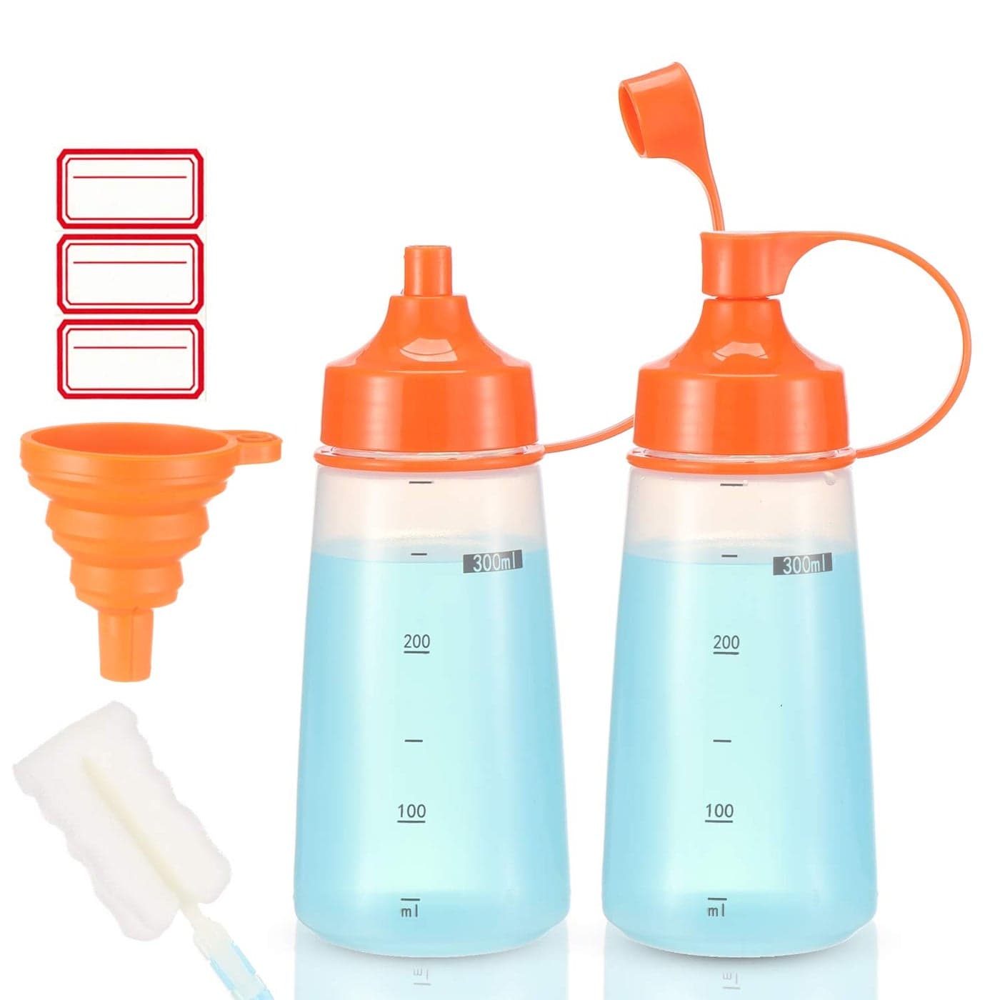 Plastic Condiment Squeeze Bottles for Sauces Wide Mouth Salad Dressing Bottle Dispenser for Sauce Cooking Oil Ketchup Syrup Liquids Griddle Paint Mustard Resin 2Pack orange 6 ounces