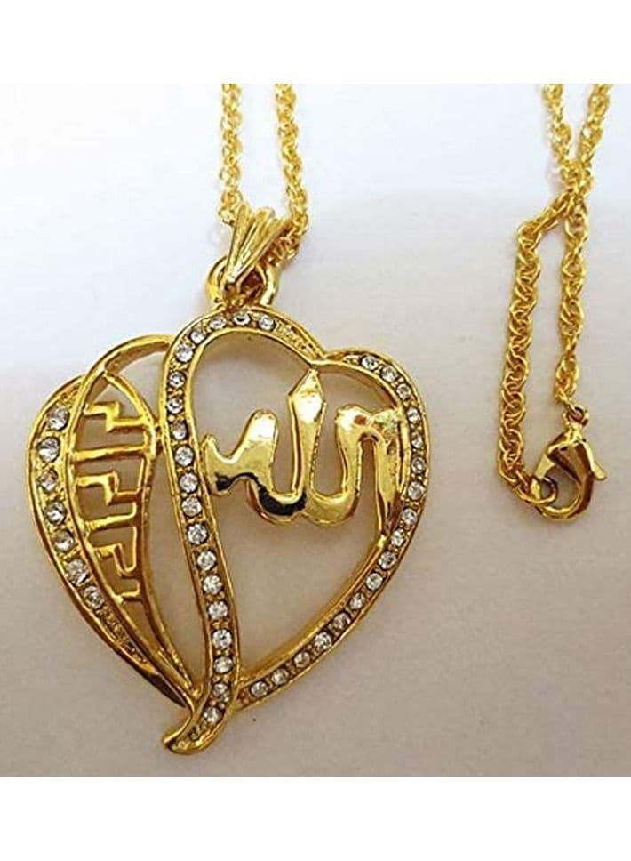 Fashion Jewelry Highly craftsmanship Hearts Islamic Allah Pendant Charms Necklace Religious Muslim Jewelry Gift For Women Gold Color Jewelry