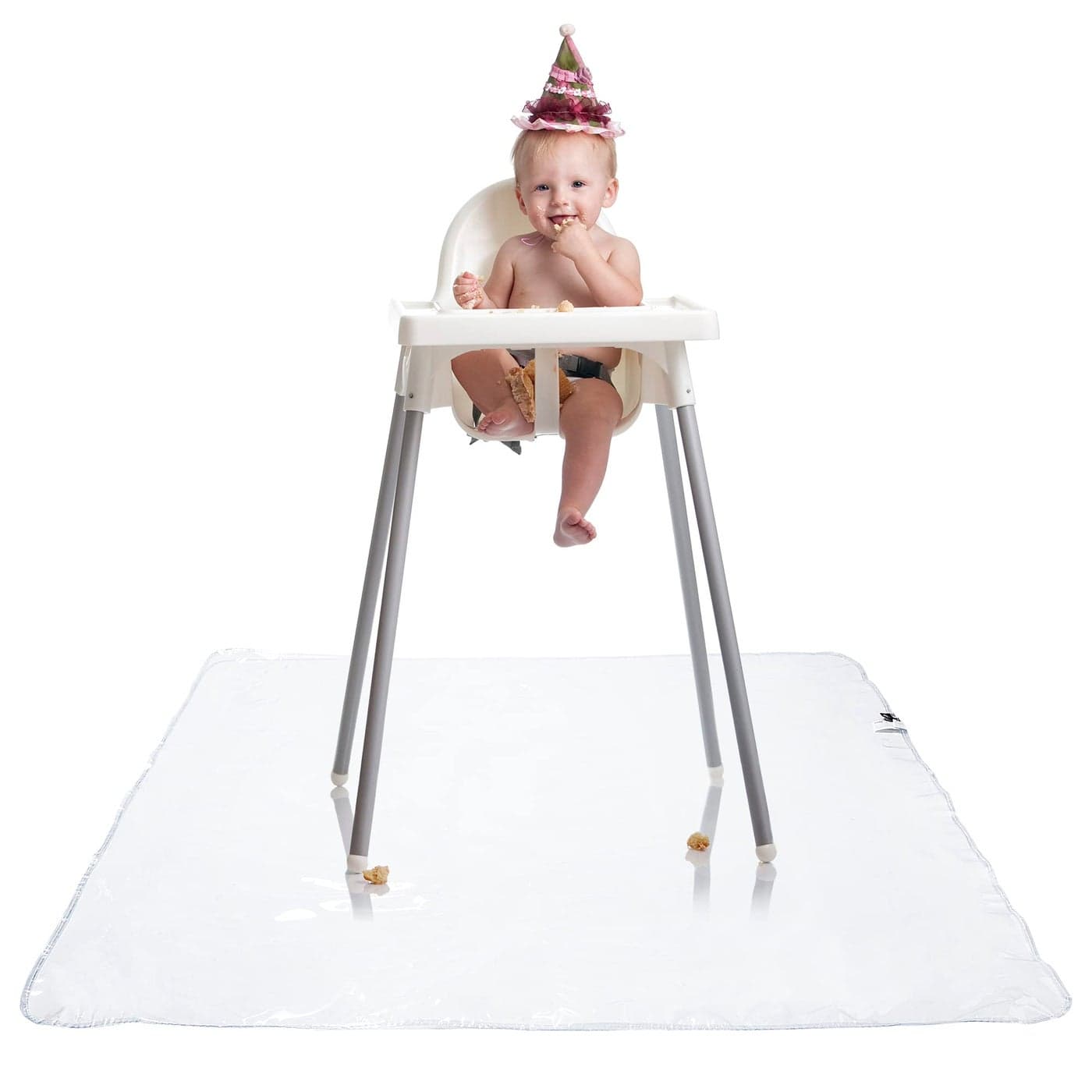 Graco Under High Chair Mat - Waterproof & Washable Plastic Food/Spill Catcher - 50" Eating, Painting & Art Floor Cover, Clear (Pack of 1)