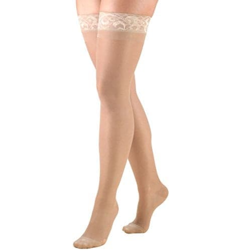 Truform Sheer Compression Stockings, 15-20 mmHg, Women's Thigh High Length, 20 Denier, Nude, X-Large
