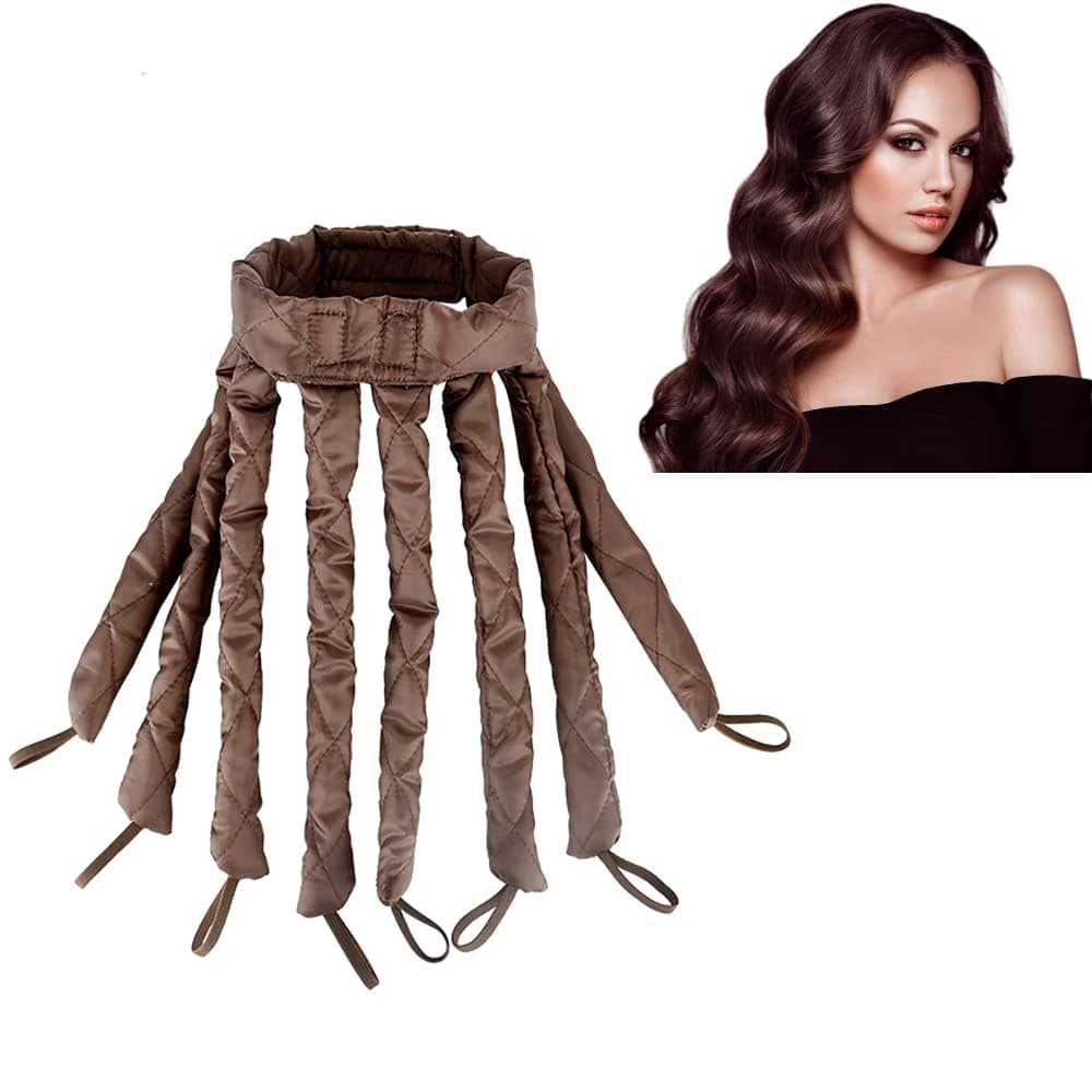 Heatless Curling Rod Headband2025 New Upgraded Eight Claw Design Heatless Curler with Removable Adjustable Heatless Curls Brown