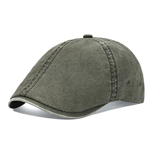 VOBOOM Cotton Washing Flat Cap Cabbie Hat Gatsby Ivy Irish Hunting Newsboy (Washed Army Green)