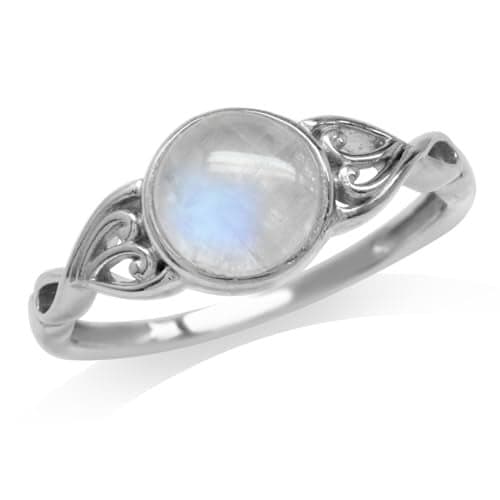 Silvershake 7mm Natural Moonstone 925 Sterling Silver Victorian Style Solitaire Ring Size 5.5