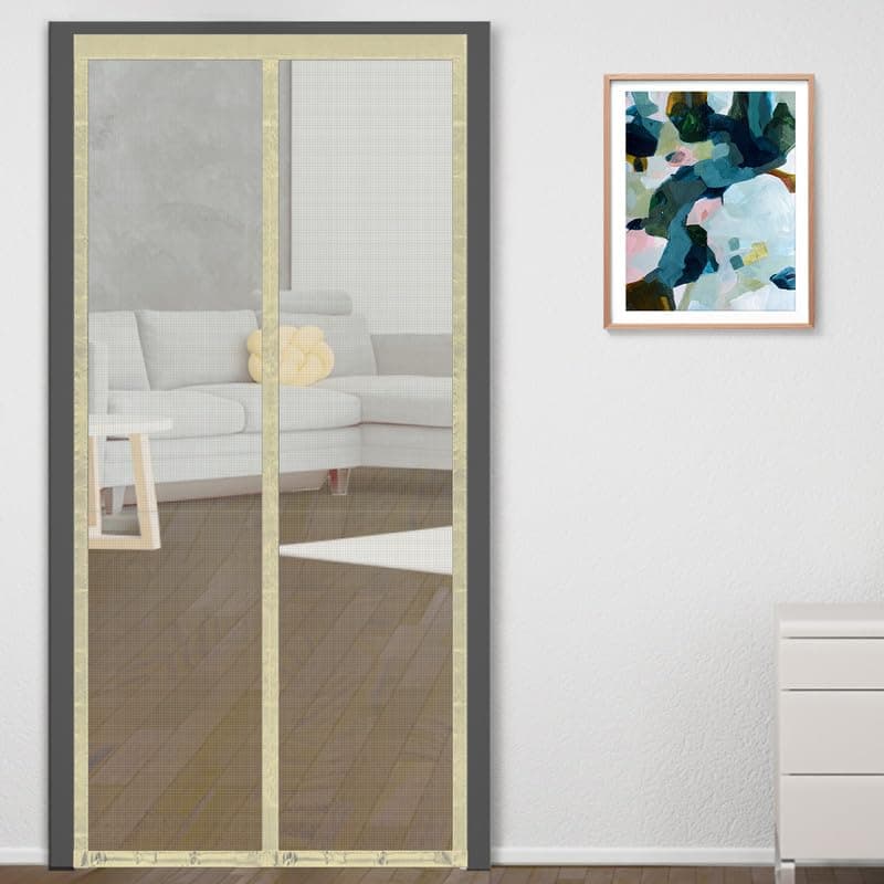 Classic Mosquito Net for Doors with Magnet – Heavy-Duty Fiberglass Mesh | Strong Auto-Close Magnets | Full Frame Hook-&-Loop | DIY Installation for Wooden/UPVC/Marble Doors (200×80 cm, Ivory)