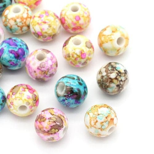 100 Round Acrylic Beads for Pens in Splatter Patterns 14mm Multicolor Beads with 36mm Hole