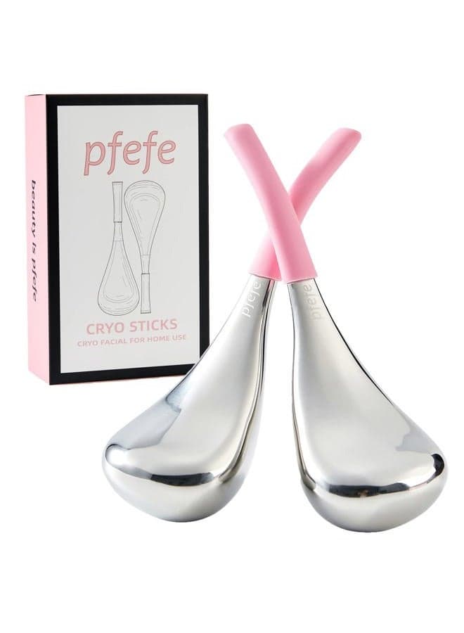 Pfefe Cryo Sticks Facial Skin Care Ice Globes for Women Face Eyes, Stainless Steel Face Beauty Tools for Girls Ladies, Esthetician Supplies Cooling Spa Globes with Storage Case
