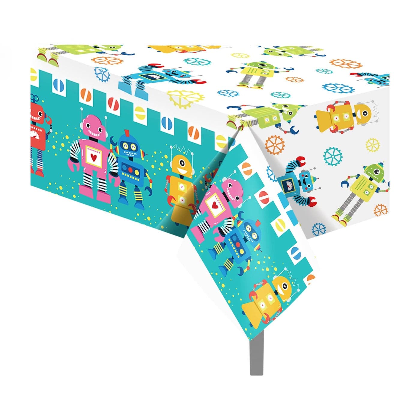2Pcs Robots Party Plastic Table Covers Disposable Robot Party Decorations Tablecloth Disposable Plastic Tablecloths Holiday Parties Tablecloths for Buffet Birthday Parties Dinner 54 x 87In