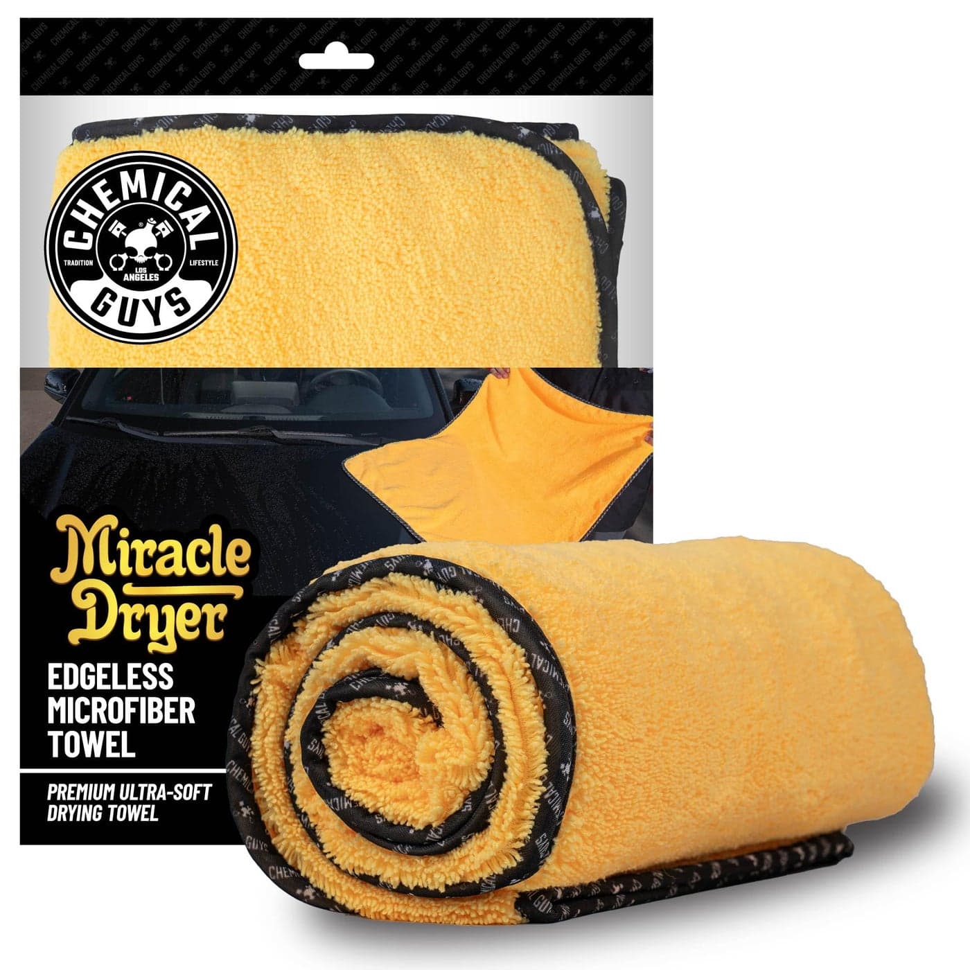 Chemical Guys MIC721 Miracle Dryer Microfiber Drying Towel Great for Cars Trucks SUVs RVs Motorcycles More Yellow 36 x 25