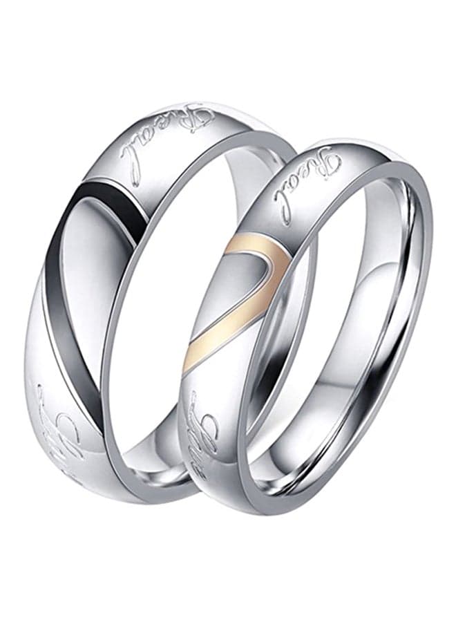 Stainless Steel Couple Real Love Matching Heart Wedding Ring