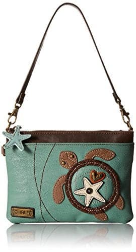 Chala Mini Cross-body Messenger Bag -Women PU Leather Phone Purse with Straps (Teal Sea Turtle)