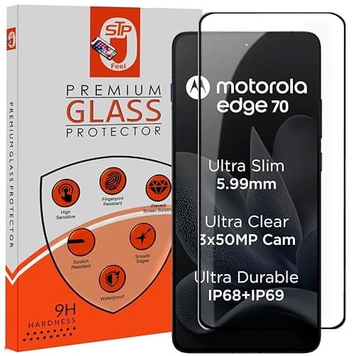 STP FEEL® Premium Tempered Glass Screen Protector Guard Compatible For Motorola Edge 70 5G / Moto Edge 70 5G (6.7 Inch, Pack of 1) | Edge to Edge Coverage With Easy to installation kit for Smartphone