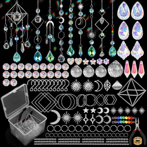 DIY Suncatcher Kit, 400pcs Crystal Sun Catchers Ornament Making Supplies Arts and Crafts Kits for Adults Indoor Windows Hanging Prism Garden Office Home Decor Gifts for Women Birthday Mother's Day