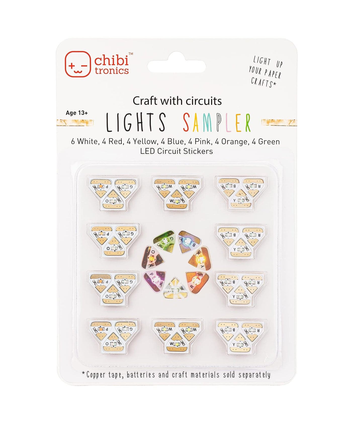 Chibitronics LED Circuit Stickers Sampler Megapack 30 LED Circuit Stickers Red Yellow Blue Pink Orange Green White