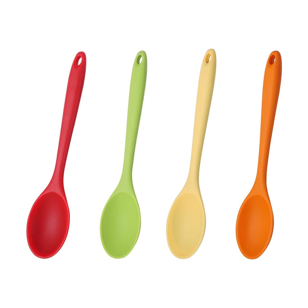 4 Pieces Silicone Slotted SpoonsNonstick Mixing Serving Spoons for Kitchen Cooking Bake Stir Draining Tool