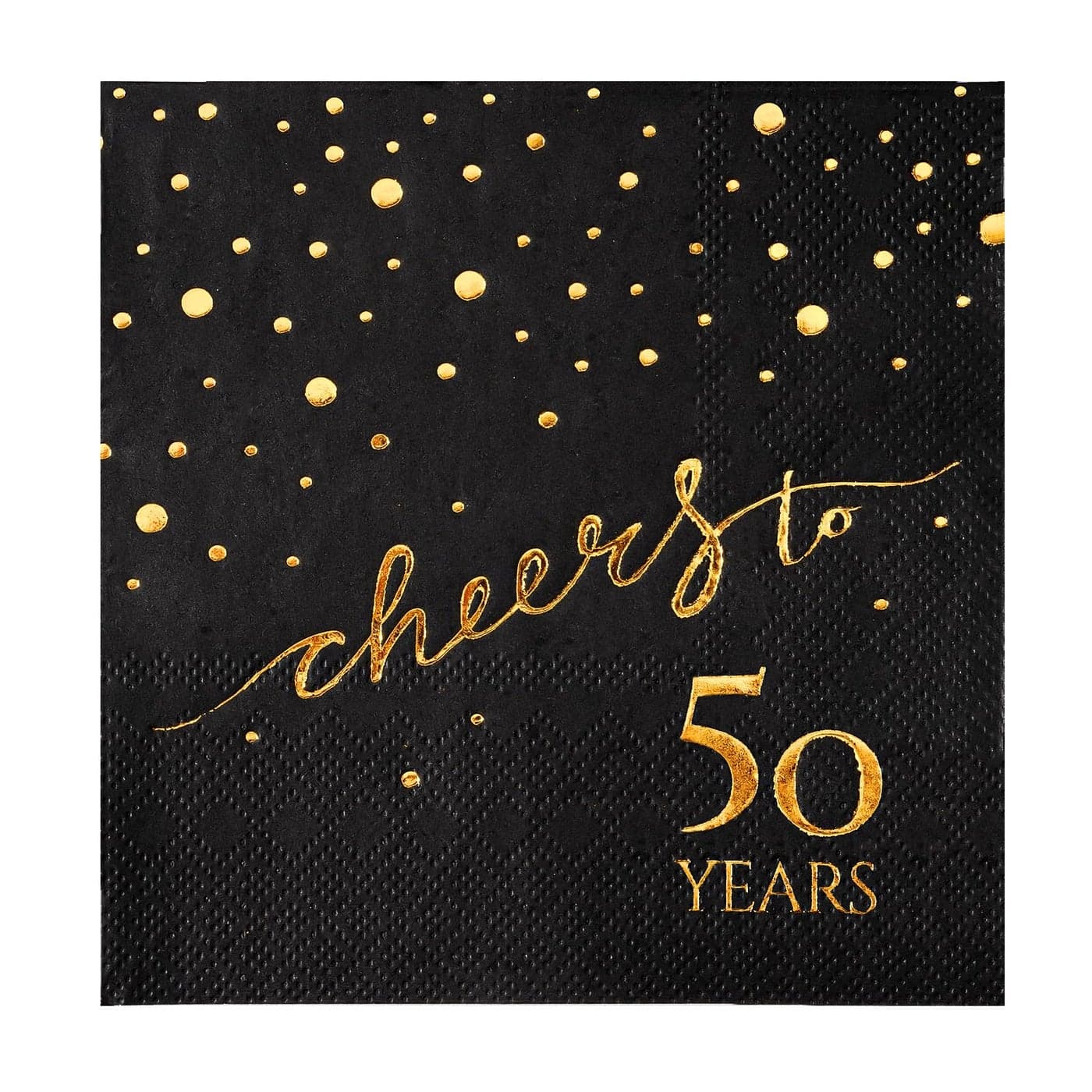 100 Pack of 50th Birthday Napkins Cheers to 50 Cocktail 5x5 Inches Party Paper Napkins for Birthday Decorations Wedding Anniversary Black and Gold 3Ply