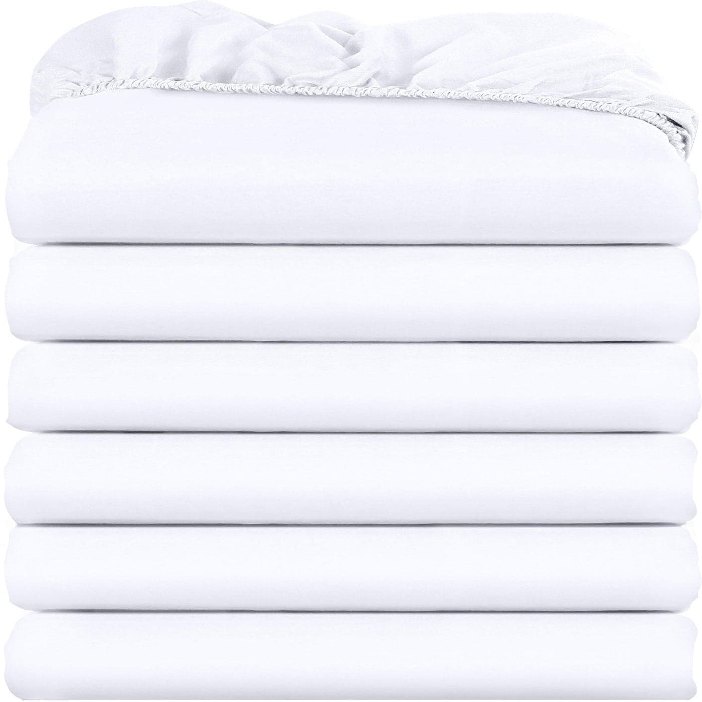 Utopia Bedding Twin Fitted Sheets Bulk Pack of 6 Bottom Sheets Soft Brushed Microfiber Deep Pockets Shrinkage Fade Resistant Easy Care White