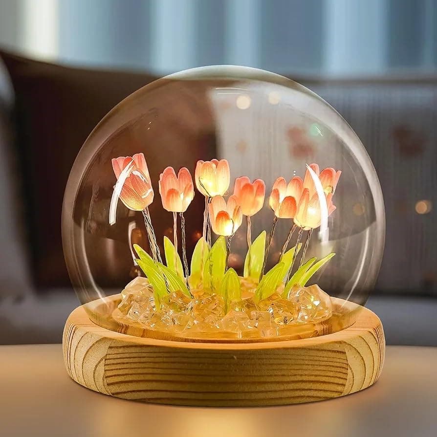 LED Tulip Flower Desk Lamp Night Light for Living Room Desktop Gift for Kids and Adults