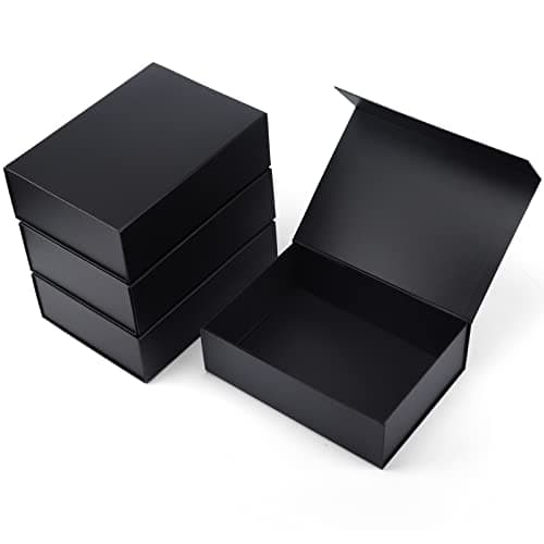 Ditwis 4 Pack 11x8x35 Inches Gift Boxes with Magnetic Closure Lids Black Magnetic Box for Wedding Groomsmen Bridesmaid Proposal Birthdays Mothers Day