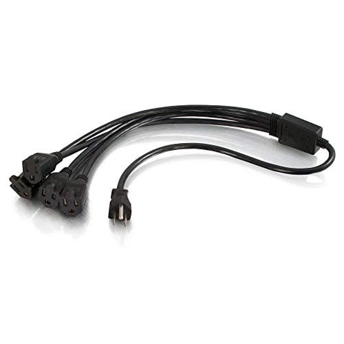 Legrand - C2G Power Cord with 1 to 4 Power Splitter, 16 AWG Power Cord, Black Power Squid, 1.5 Foot Power Cord Extension and Splitter, 1 Count, C2G 29803 - TAA Compliant