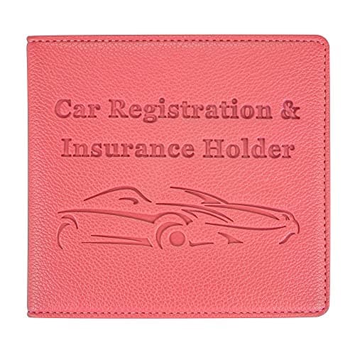 New Fashion Kingdom Car Registration and Insurance Holder Premium PU Leather Vehicle Glove Box Car Organizer Men Women Wallet Accessories Case for ID Drivers License Pink
