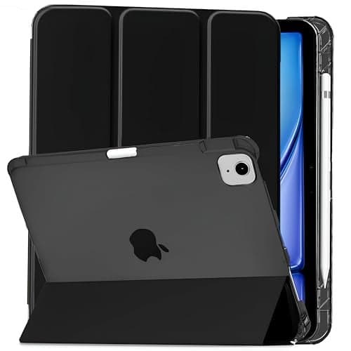 ProElite Cover for Apple iPad Air 11 inch M4/M3/M2 2026/2025/2024, Air 5th/4th Gen 10.9 inch Case, Smart Flip Case for iPad Air 11 M2 & Air 5th/4th Gen 10.9" Translucent Back with Pencil Holder, Black