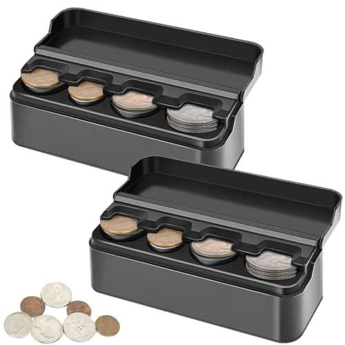 WSSROGY 2 Pack Car Coin Change Holder Organizer Storage Universal for Car SUV Trucks