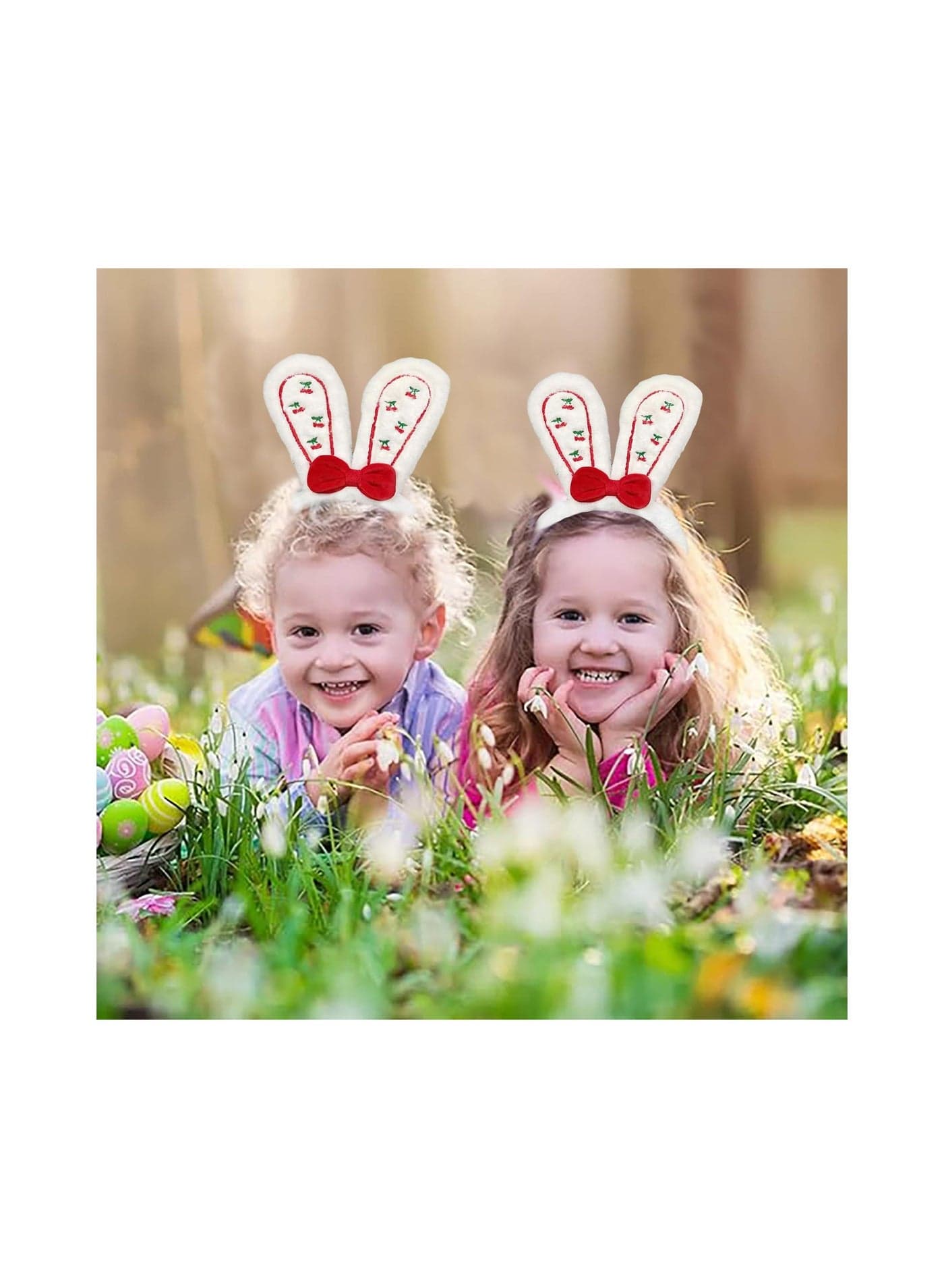 2PCS White Bunny Ears Headband - Rabbit Costume Accessories for Kids and Adult, Party Masquerade Animal Theme