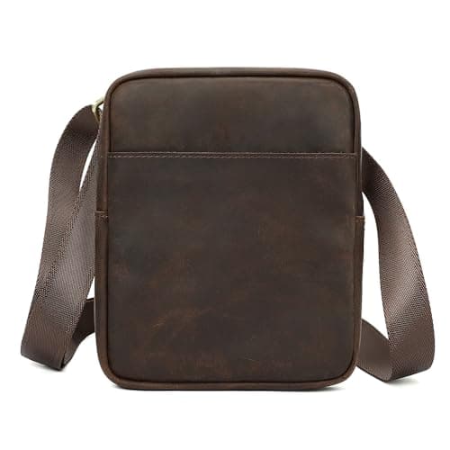 NIUCUNZH Man Purse Small Crossbody Bag, Slim, lightweight and Compact Leather Shoulder Bags Handbag for Men Brown(6124)