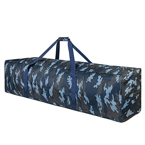 TOPDesign 3-Pack 46 Inch Extra Large Zippered Duffel Bag for Travel Camping Sports Equipment Storage, Waterproof Foldable Luggage Bag with Padded Handles (Camouflage Blue)