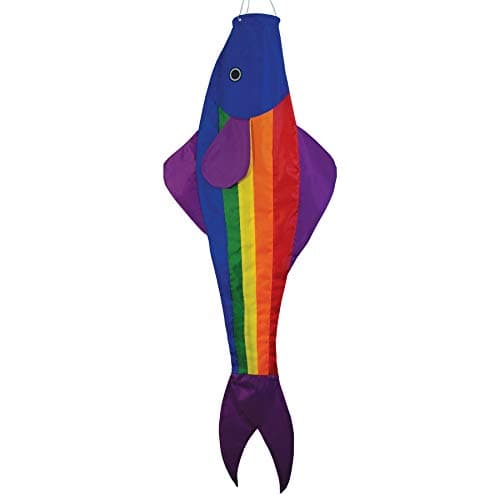 In the Breeze Rainbow Fishy Trout 48 Inch Windsock - Fun Fish Hanging Decoration - Fade Resistant Material for Long Lasting Bright Colors,4116