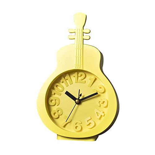 EZ Life Guitar - Kids Desk Alarm Clock - PP - Yellow - Home and Office Décor, Decorative Modern Clock, Living Room, Bedroom Kitchen Office School - Stylish Desk Clock - Pack of 1