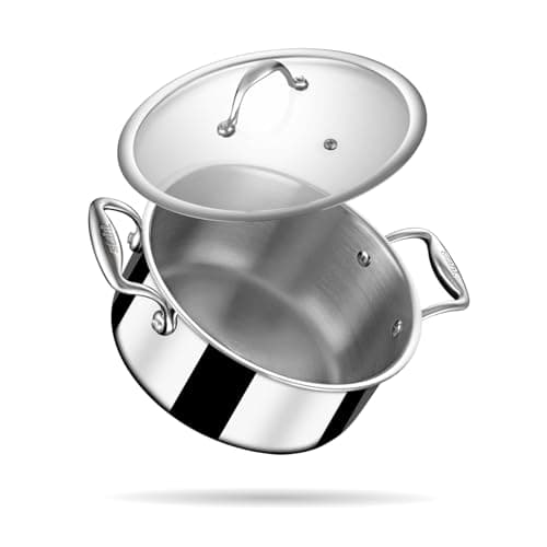 Stahl Artisan Triply 3.8 L, 22 cm Stainless Steel Sauce Pot | Casserole with Lid, Induction & Gas Stove Compatible, Briyani Pot/Handi (Serves 5-7 People)