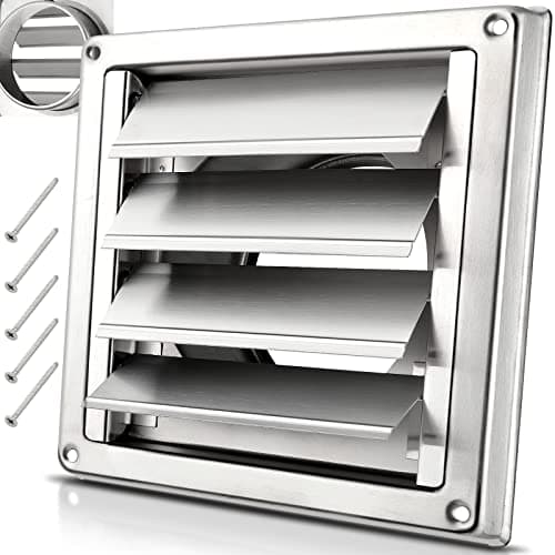 Hydencamm 4 Upgrade Metal Dryer Vent Cover for House Premium Stainless Steel Dryer Vent with 4 Screws Rubber Gasket Best Exterior Wall Vent Cover with Louvre for Dryer Vents Range Hood Vent AC Vent