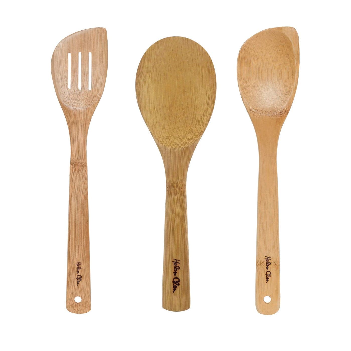 Helens Asian Kitchen Bamboo Cooking Utensils and Stir Fry Tools 3Piece Set