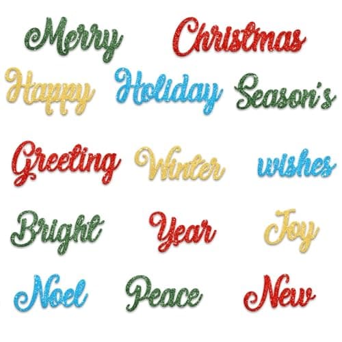 Hying Christmas Words Cutting Dies for Card Making Xmas Greeting Words Die Cuts Happy New Year Letters Dies Stencils Embossing Template for Craft Scrapbooking DIY Photo Album Decorations
