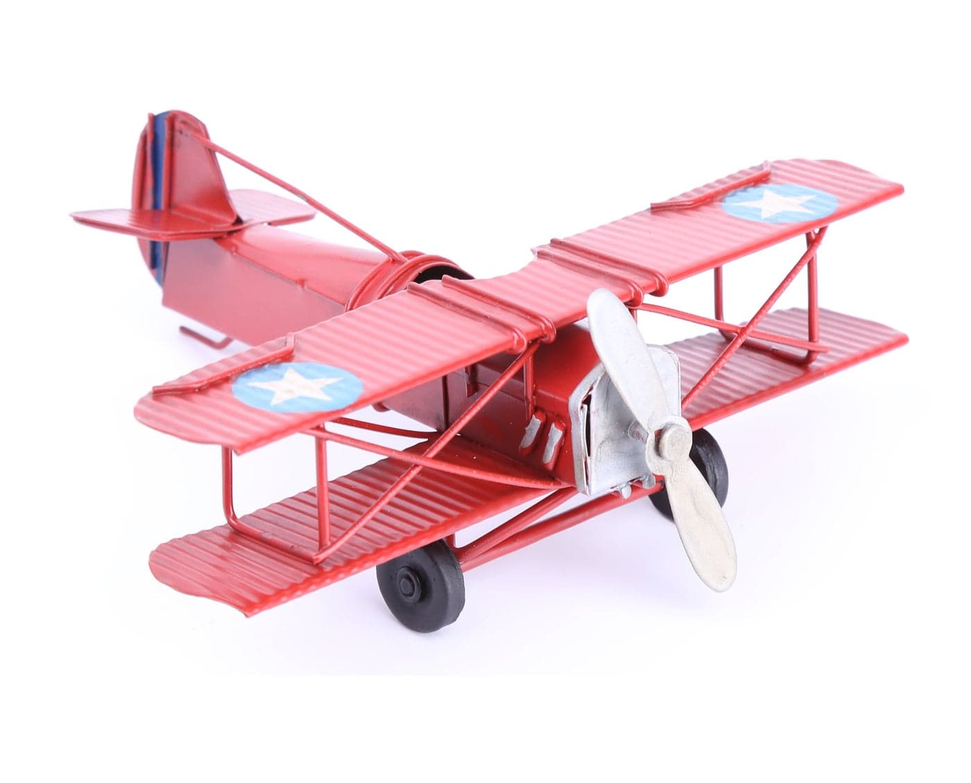Vintage Retro Wrought Metal Iron Biplane Plane Aircraft Handicraft Models - Photo Props home Decor/ornament/souvenir (Red)