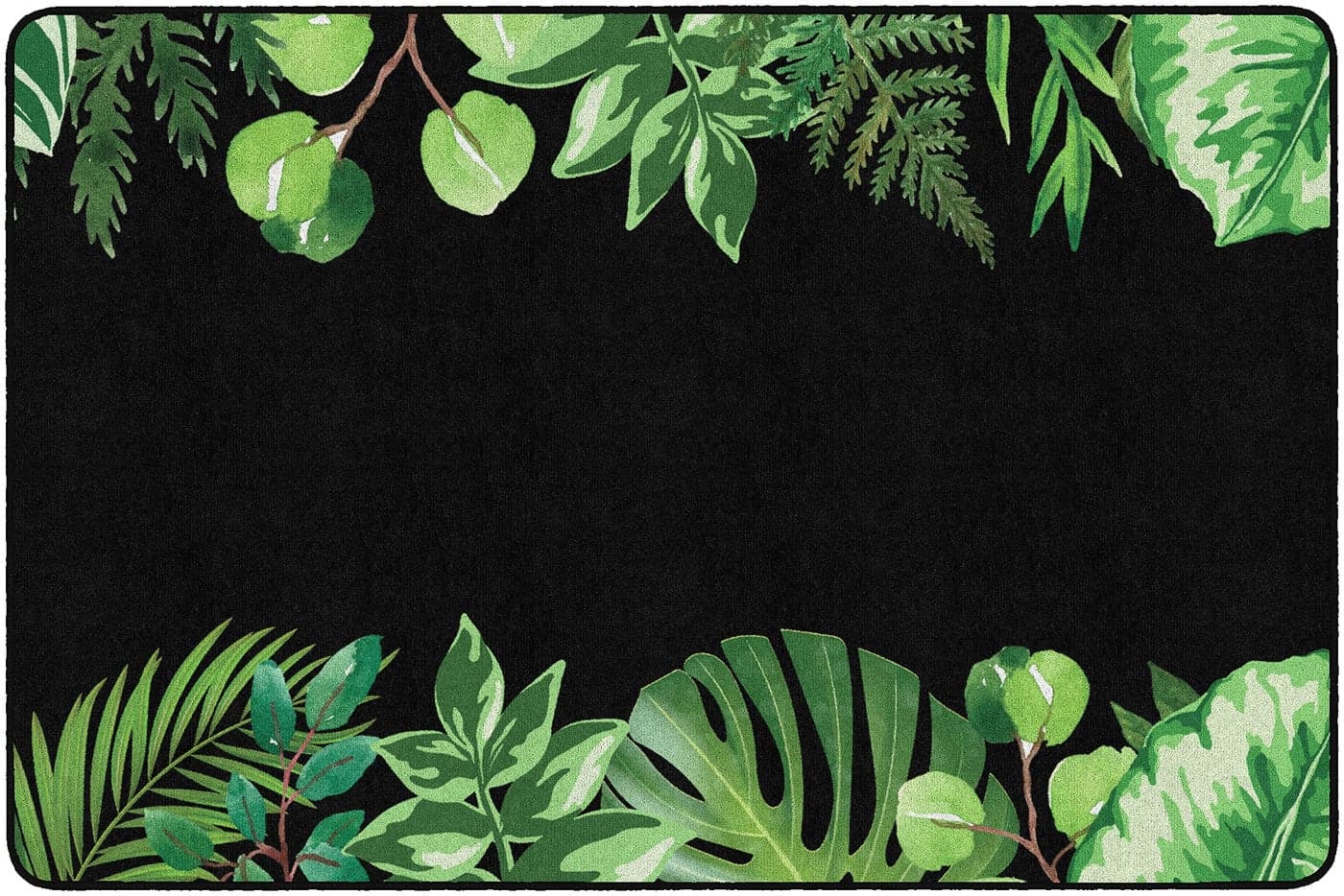 Flagship Carpets Schoolgirl Style Simply Boho Greenery Classroom Area Rug for Indoor Classroom Learning or Kid Bedroom Educational Play Mat 5x76 Black