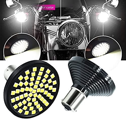 HONLEEX Motorcycle 1156 LED Turn Signal Bulbs Super Bright 60 3030SMD Chips 2 inch BA15S LED Lamp for Motorcycle.White 6000K(2-Pack).
