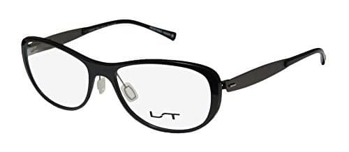 LT Lightec 7034l Mens/Womens Designer Full-Rim Shape Spring Hinges Cold Insert Modern Eyeglasses/Eye Glasses (52-15-135, Black/Gray)