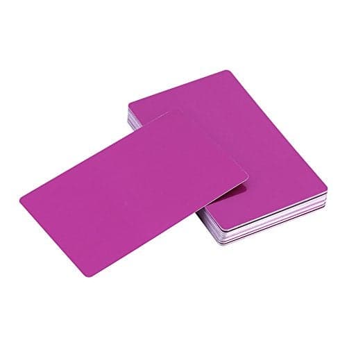 Zerodis Business Card Blanks, 50Pcs/Set Aluminium Alloy Metal Business Cards Blanks for Engraving, 5 Colors (Yellow, Blue, Purple, Black, Silver), 3.4 x 2.1 inches
