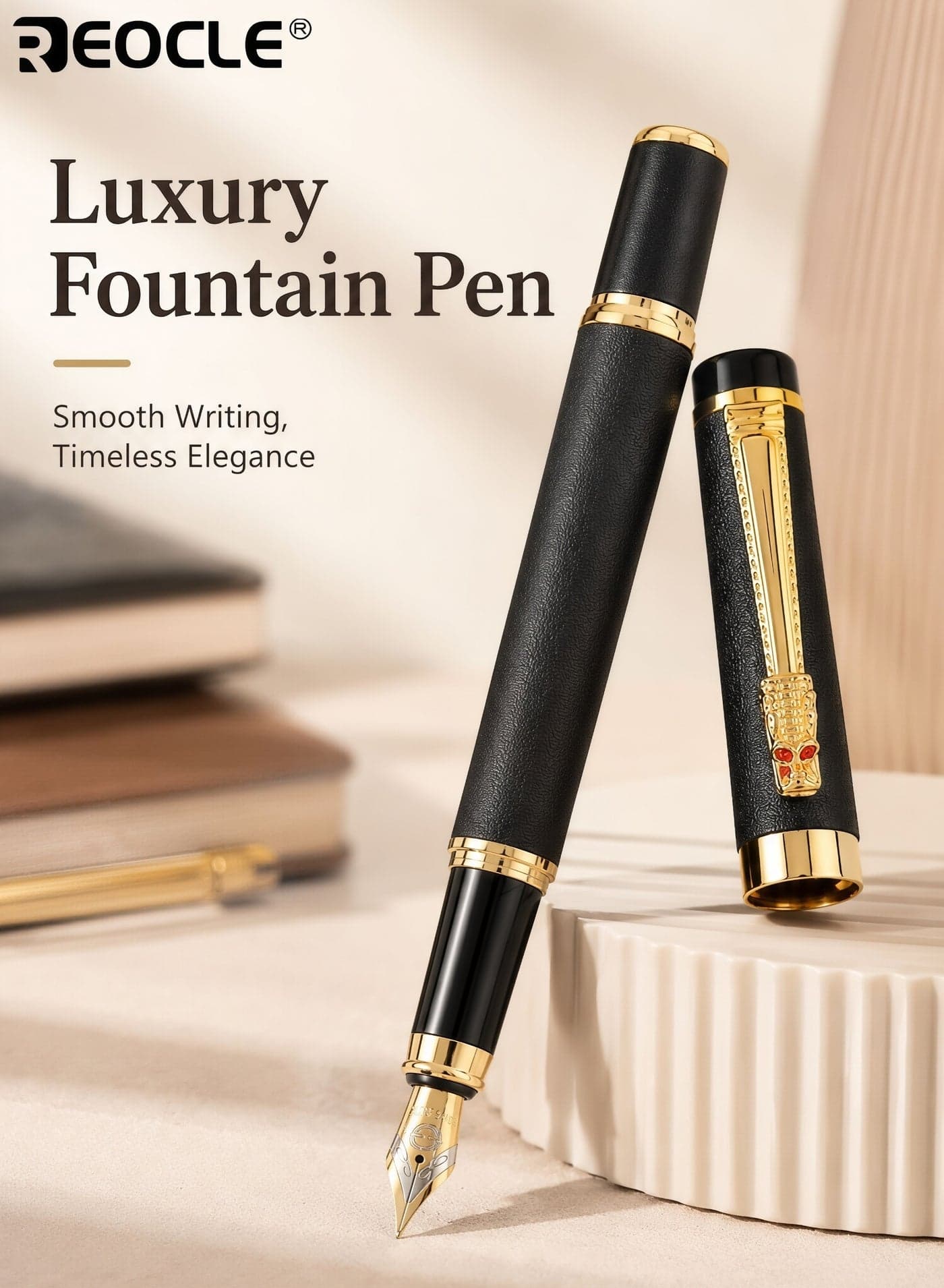 Ergonomic Golden-Tone Matte Metal Fountain Pen 0.5mm Iridium Nib for Smooth Writing and Calligraphy Ideal for Office Daily Writing or Formal Use