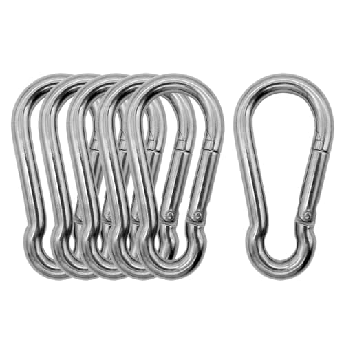 Outmate Marine Grade 316 Stainless Steel Carabiners -2.36 inch Heavy Duty, Durable & Rust-Free Clips for Gym, Swing, Dog Leashes, Hammocks, Keychains, and More(316,M6,Pack of 6)
