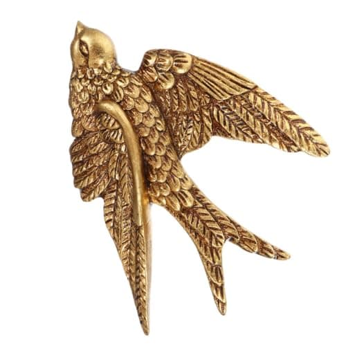 VOSAREA Bird Wall Art Bird Wall Figurine Sow Sculpture Resin Hanging Decor 3D Sculpted Floating Sculpture Antique Sow Hanging Ornament (4.72X3.93X1.18inch)