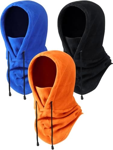 Syhood 3 Pieces Winter Fleece Balaclava Ski Mask Balaclava Face Mask Cold Weather Men Tactical Heavyweight BlackOrangeBlue